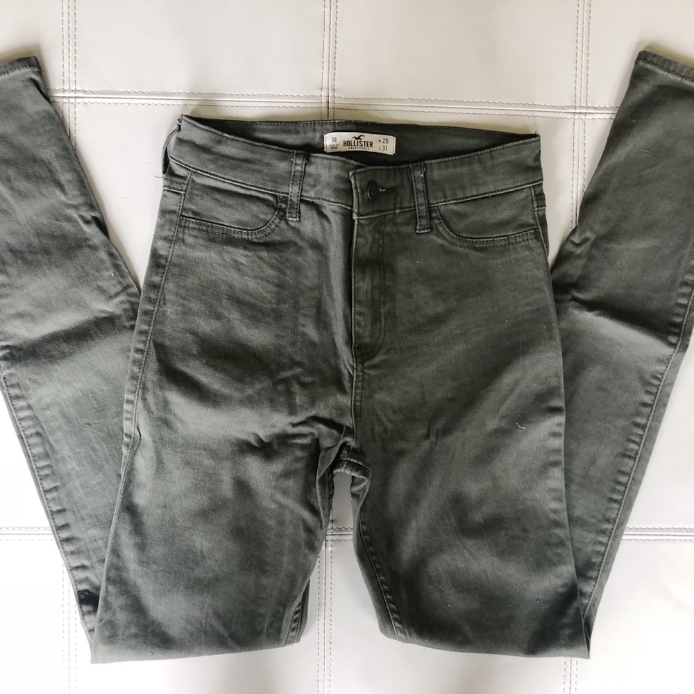 Hollister Army Green High Waisted Skinny Jeans
